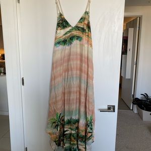 Farm Sunset Maxi Dress With Tie Rope Detail size L